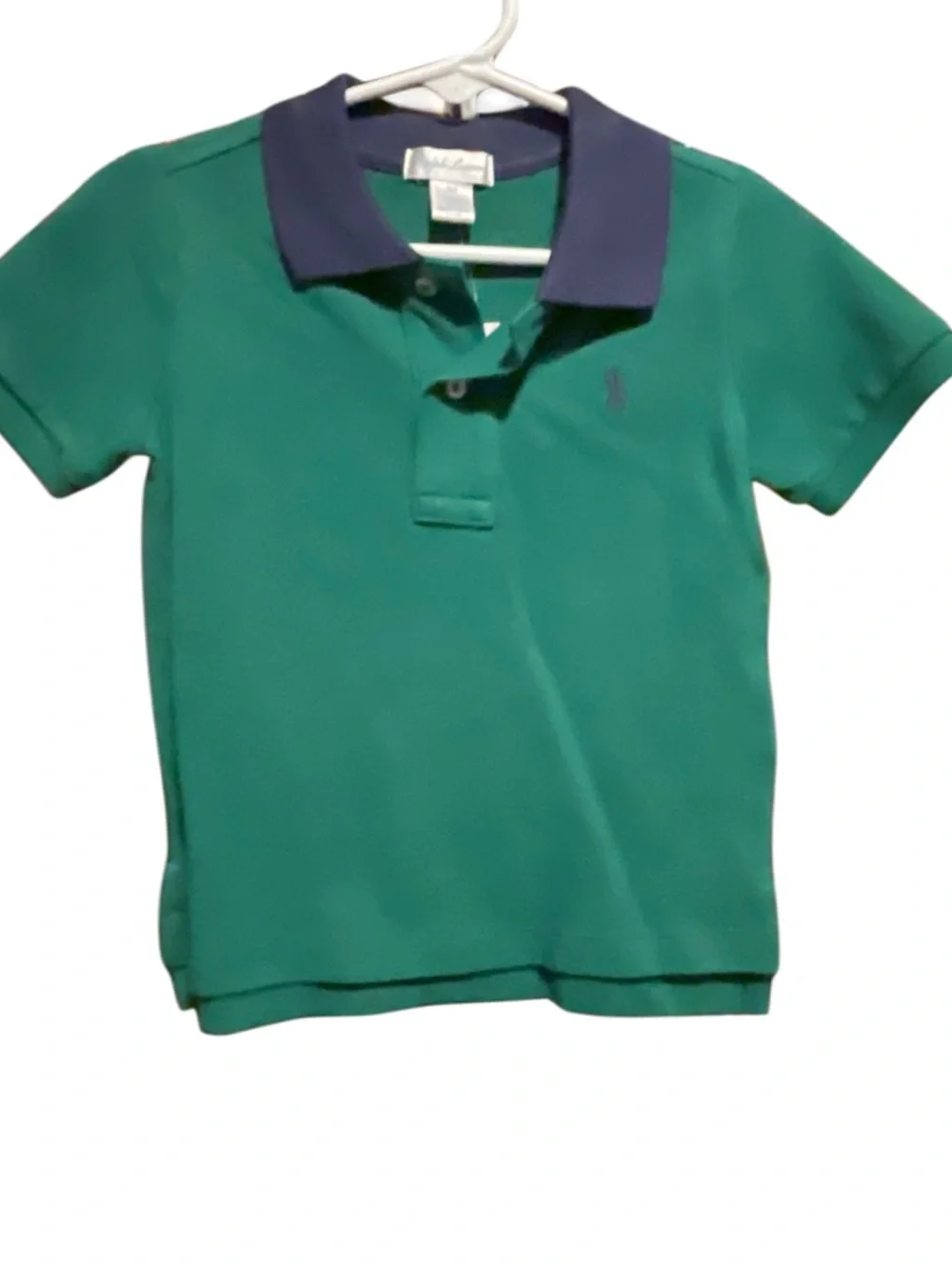 Ralph Lauren Kids Green Polo Shirt with Navy Collar 18 mo